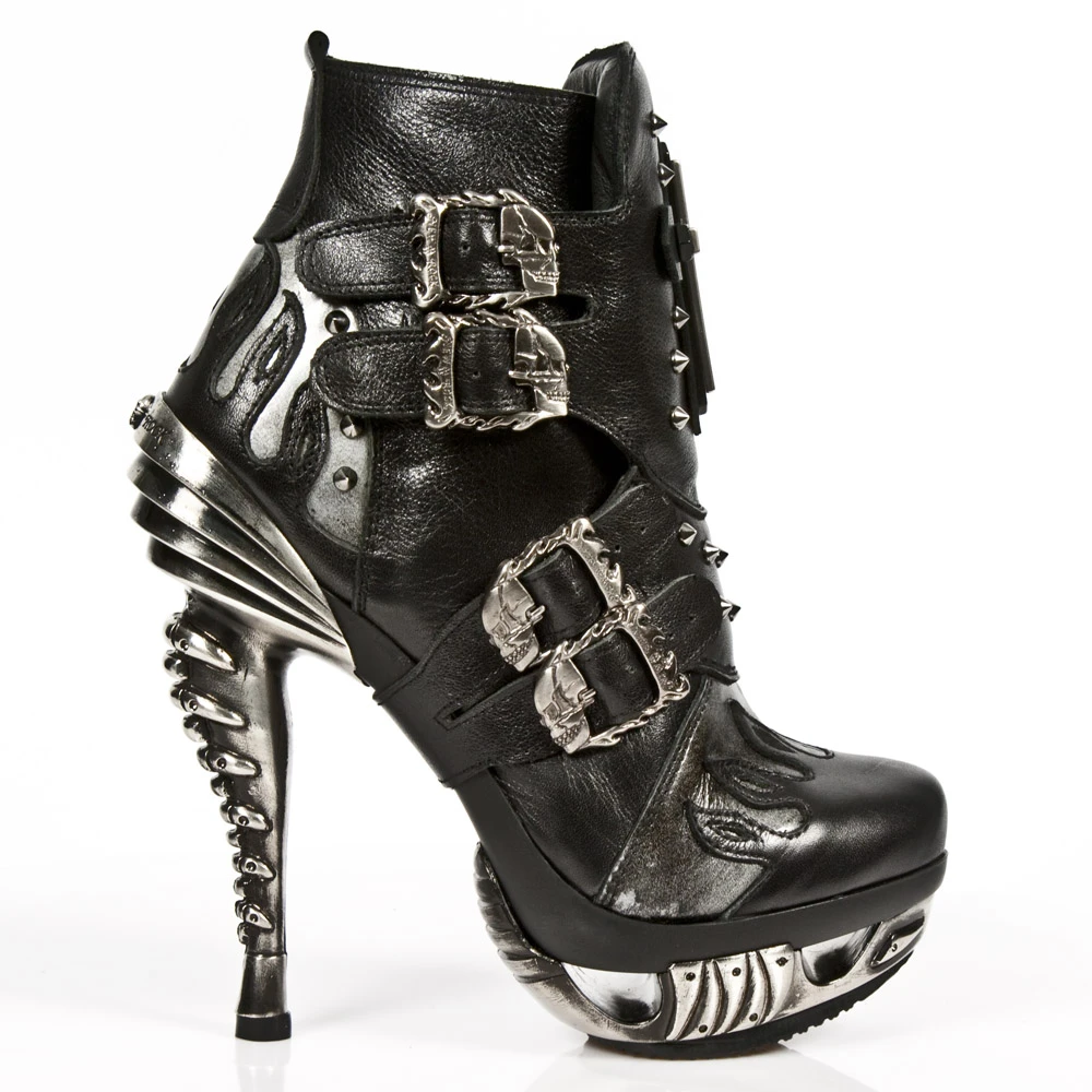 Bottines New Rock Magneto En Cuir Nomada Noir Et... 3 Bottines New Rock Magneto En Cuir Nomada Noir Et...