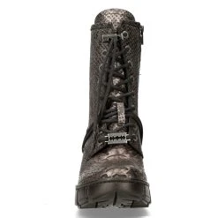 Bottines New Rock Trail En Cuir Vegan Python Acier -ALCHEMY GOTHIC shop bottines new rock trail en cuir vegan python acier 2