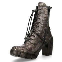 Bottines New Rock Trail En Cuir Vegan Python Acier -ALCHEMY GOTHIC shop bottines new rock trail en cuir vegan python acier 3