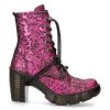 Bottines New Rock Trail En Cuir Vegan Vintage Flower... -ALCHEMY GOTHIC shop bottines new rock trail en cuir vegan vintage flower fuchsia metallique