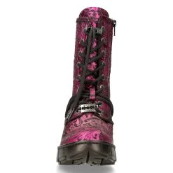 Bottines New Rock Trail En Cuir Vegan Vintage Flower... -ALCHEMY GOTHIC shop bottines new rock trail en cuir vegan vintage flower fuchsia metallique 2
