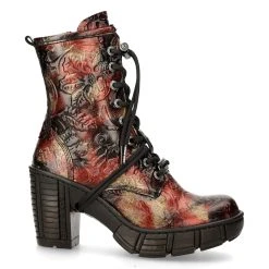 Bottines New Rock Trail En Cuir Vegan Vintage Flower...