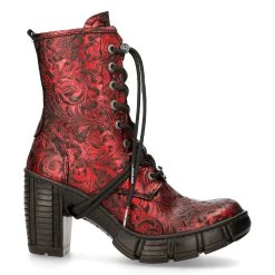 Bottines New Rock Trail En Cuir Vegan Vintage Flower...
