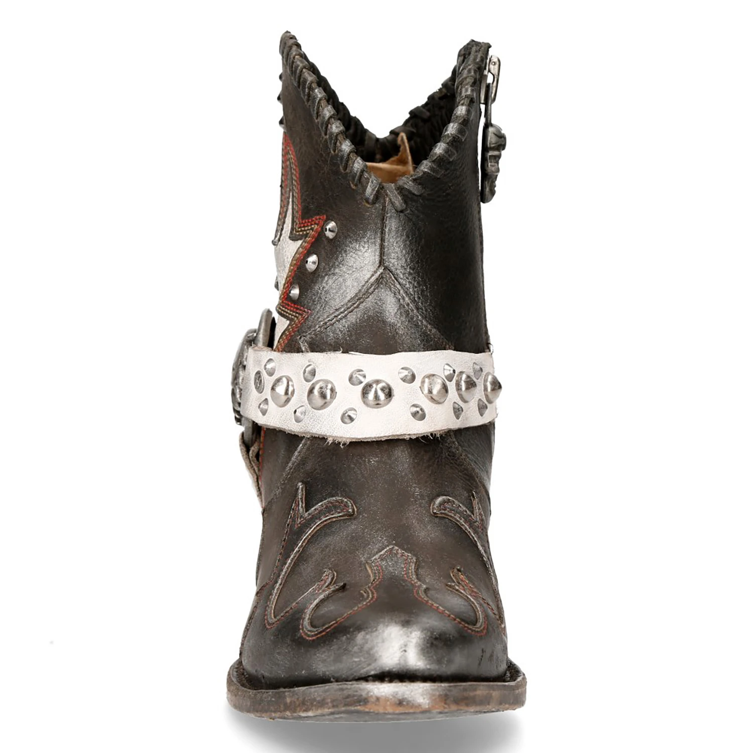 Bottines New Rock West En Cuir Gris Et Blanc 5 Bottines New Rock West En Cuir Gris Et Blanc – Image 3