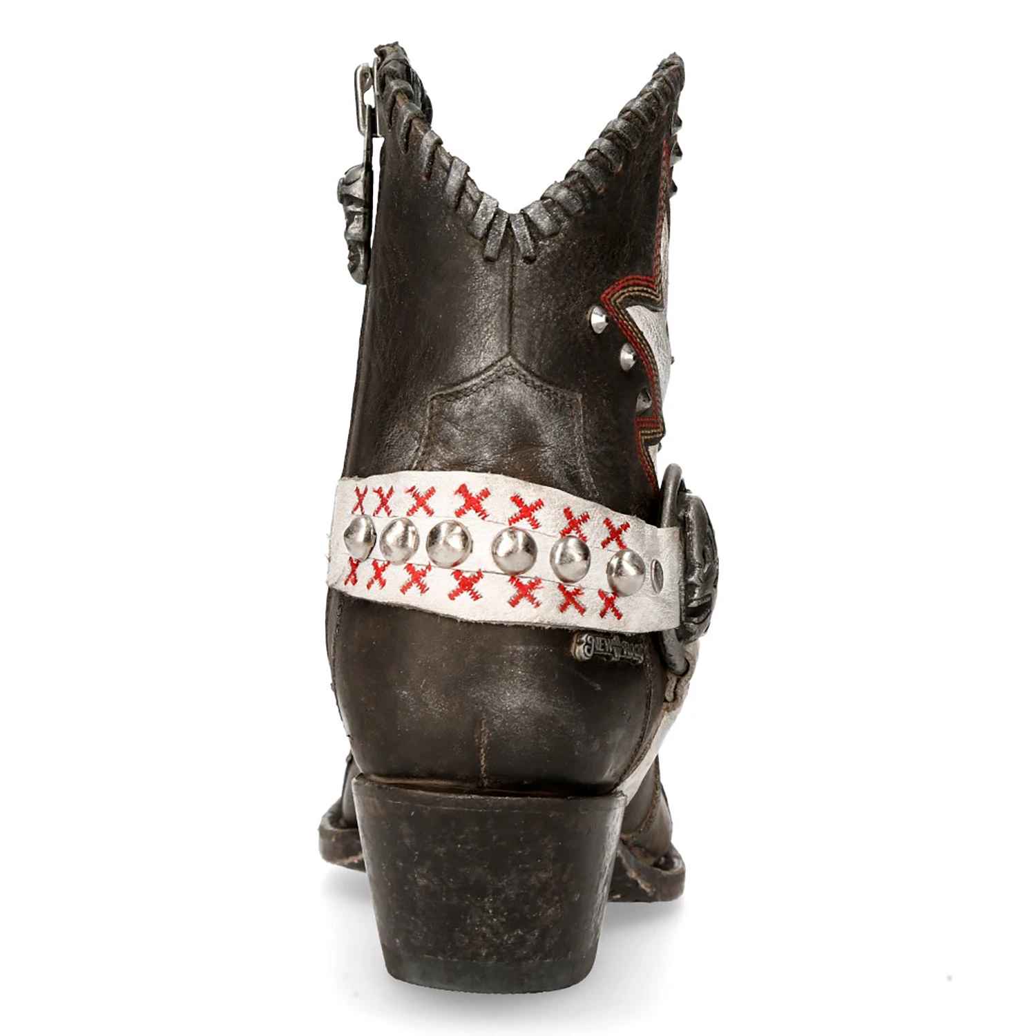 Bottines New Rock West En Cuir Gris Et Blanc 7 Bottines New Rock West En Cuir Gris Et Blanc – Image 5