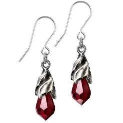 ALCHEMY GOTHIC Boucles D'Oreilles 'Empyrean Tear' Rouges