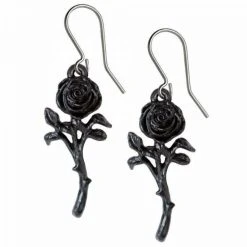 ALCHEMY GOTHIC Boucles D'Oreilles 'The Romance Of The Black Rose'