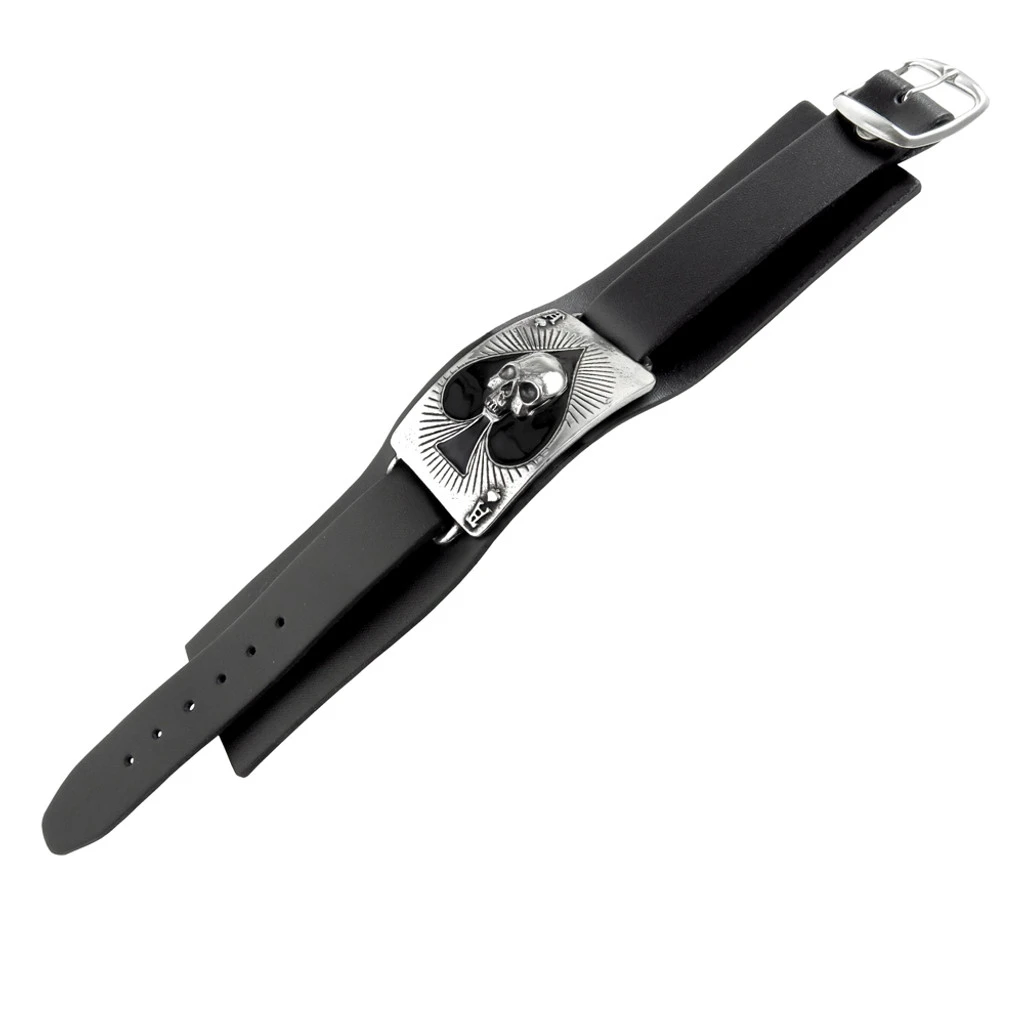 ALCHEMY GOTHIC Bracelet 'Ace Of Dead' En Cuir Noir 5 ALCHEMY GOTHIC Bracelet 'Ace Of Dead' En Cuir Noir – Image 3