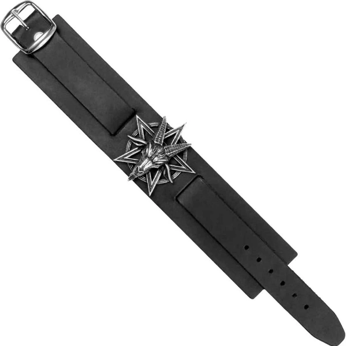 ALCHEMY GOTHIC Bracelet 'Baphomet' En Cuir Noir 5 ALCHEMY GOTHIC Bracelet 'Baphomet' En Cuir Noir – Image 3