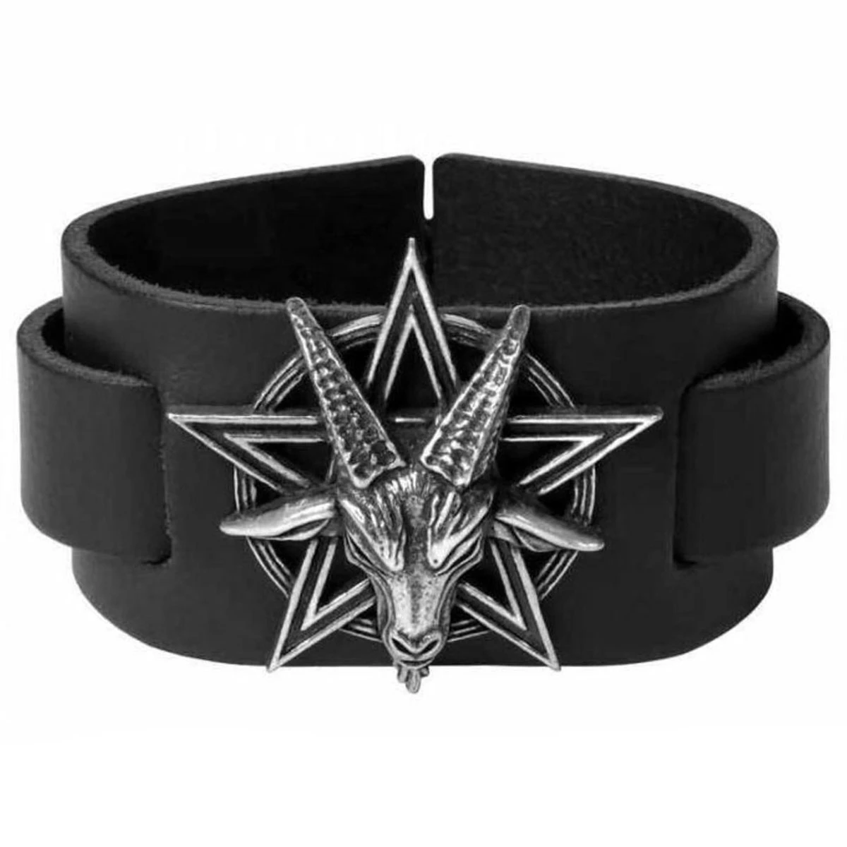 ALCHEMY GOTHIC Bracelet 'Baphomet' En Cuir Noir 3 ALCHEMY GOTHIC Bracelet 'Baphomet' En Cuir Noir