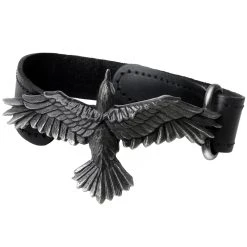 ALCHEMY GOTHIC Bracelet 'Black Consort' En Cuir Noir