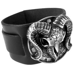 Alchemy Metal-Wear Bracelet 'Gears Of Aiwass' En Cuir Noir