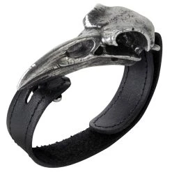 ALCHEMY GOTHIC Bracelet 'Rabeschadel' En Cuir Noir
