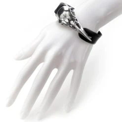 ALCHEMY GOTHIC Bracelet 'Rabeschadel' En Cuir Noir -ALCHEMY GOTHIC shop bracelet rabeschadel en cuir noir 3