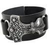 ALCHEMY GOTHIC Bracelet 'Thunderhammer' En Cuir Noir -ALCHEMY GOTHIC shop bracelet thunderhammer en cuir noir