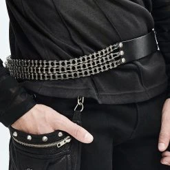 DEVIL FASHION Ceinture 'Motorcycle Chain' En Cuir Noir -ALCHEMY GOTHIC shop ceinture motorcycle chain en cuir noir 2