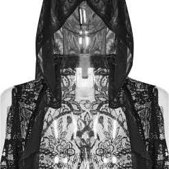 PUNK RAVE Châle à Capuche Gothique 'Amuria' En Dentelle Noire -ALCHEMY GOTHIC shop chale a capuche gothique amuria en dentelle noire 10