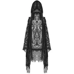 PUNK RAVE Châle à Capuche Gothique 'Amuria' En Dentelle Noire -ALCHEMY GOTHIC shop chale a capuche gothique amuria en dentelle noire 6