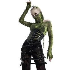 PUNK RAVE Châle 'Serpentine' Vert Fluorescent -ALCHEMY GOTHIC shop chale serpentine vert fluorescent 2