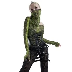 PUNK RAVE Châle 'Serpentine' Vert Fluorescent -ALCHEMY GOTHIC shop chale serpentine vert fluorescent 4