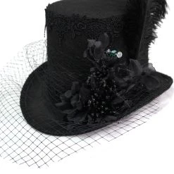 DEVIL FASHION Chapeau Haut De Forme Victorien 'Mc Dermot' Noir -ALCHEMY GOTHIC shop chapeau haut de forme victorien mc dermot noir 10