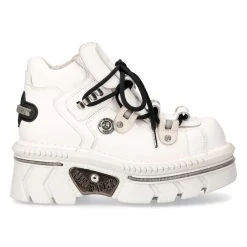 Chaussures New Rock Metallic En Cuir Blanc