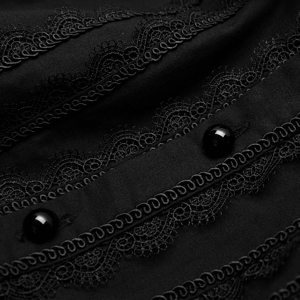 PUNK RAVE Chemise à Jabot 'Lovecraft' Noire Avec Manches... 14 PUNK RAVE Chemise à Jabot 'Lovecraft' Noire Avec Manches... – Image 12