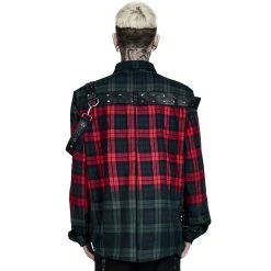 PUNK RAVE Chemise 'Color Plaid' En Tartan Rouge Et Vert -ALCHEMY GOTHIC shop chemise color plaid en tartan rouge et vert 2