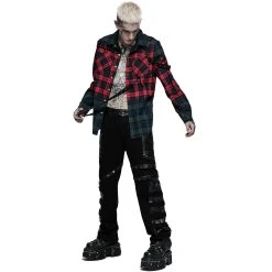 PUNK RAVE Chemise 'Color Plaid' En Tartan Rouge Et Vert -ALCHEMY GOTHIC shop chemise color plaid en tartan rouge et vert 4
