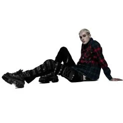 PUNK RAVE Chemise 'Color Plaid' En Tartan Rouge Et Vert -ALCHEMY GOTHIC shop chemise color plaid en tartan rouge et vert 6