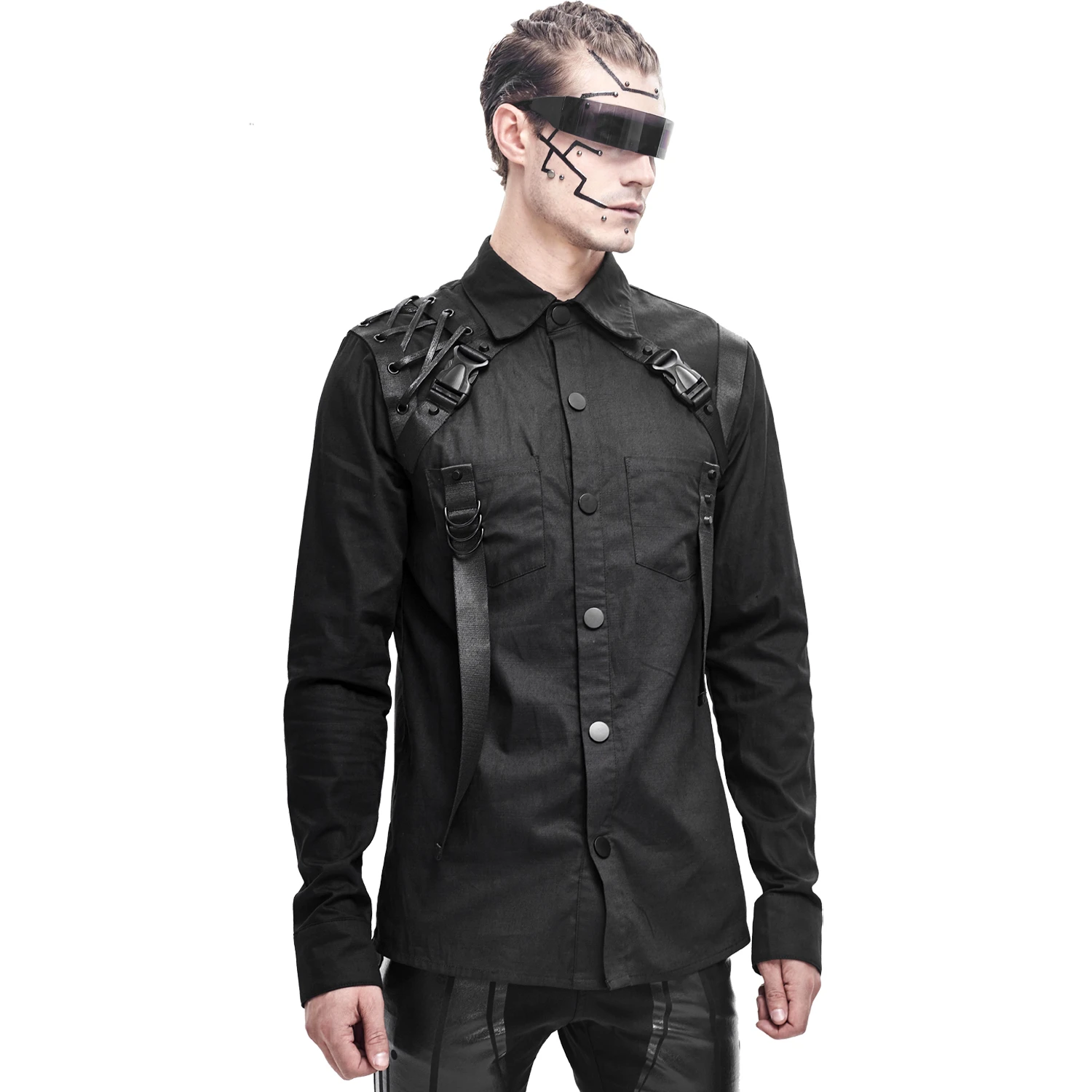 DEVIL FASHION Chemise 'Cyberpunk' Noire 4 DEVIL FASHION Chemise 'Cyberpunk' Noire – Image 2