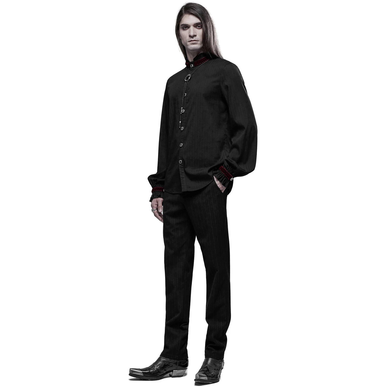 PUNK RAVE Chemise 'Desmond' Noire Et Bordeaux 8 PUNK RAVE Chemise 'Desmond' Noire Et Bordeaux – Image 6