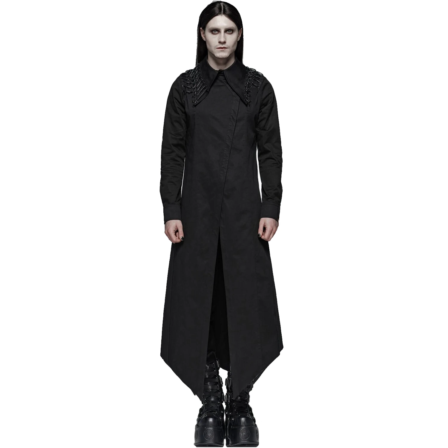 PUNK RAVE Chemise Extra Longue 'Malkavian' Noire 4 PUNK RAVE Chemise Extra Longue 'Malkavian' Noire – Image 2