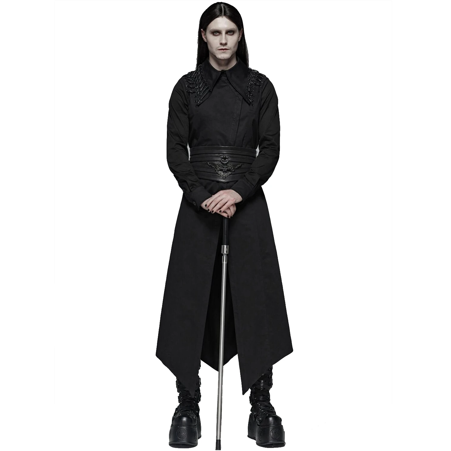 PUNK RAVE Chemise Extra Longue 'Malkavian' Noire 6 PUNK RAVE Chemise Extra Longue 'Malkavian' Noire – Image 4