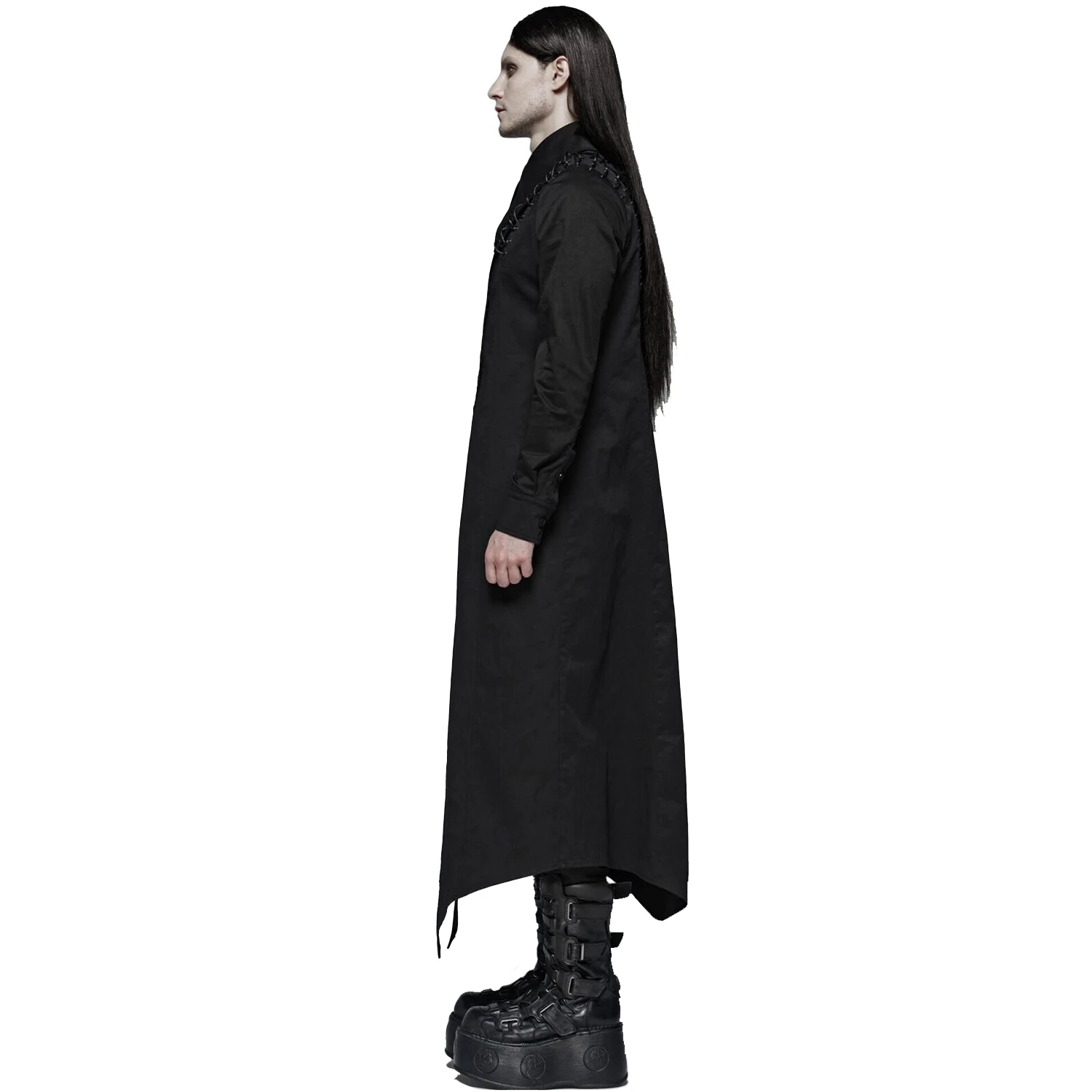 PUNK RAVE Chemise Extra Longue 'Malkavian' Noire 7 PUNK RAVE Chemise Extra Longue 'Malkavian' Noire – Image 5