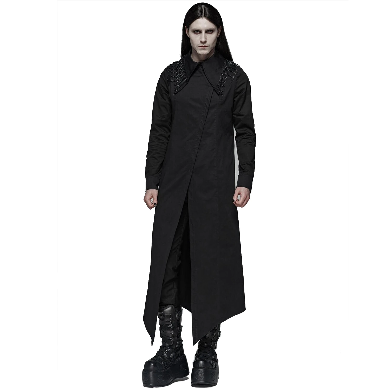 PUNK RAVE Chemise Extra Longue 'Malkavian' Noire 8 PUNK RAVE Chemise Extra Longue 'Malkavian' Noire – Image 6