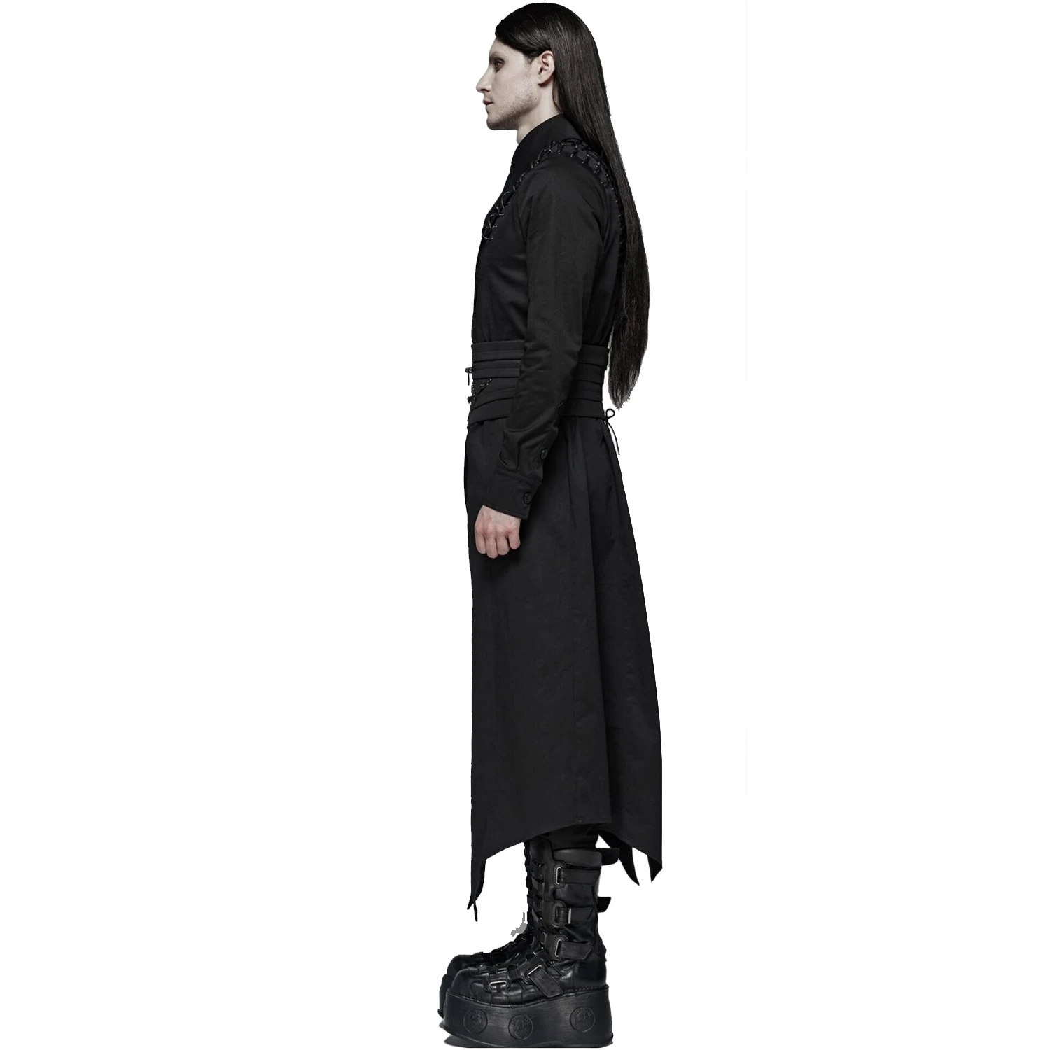 PUNK RAVE Chemise Extra Longue 'Malkavian' Noire 9 PUNK RAVE Chemise Extra Longue 'Malkavian' Noire – Image 7