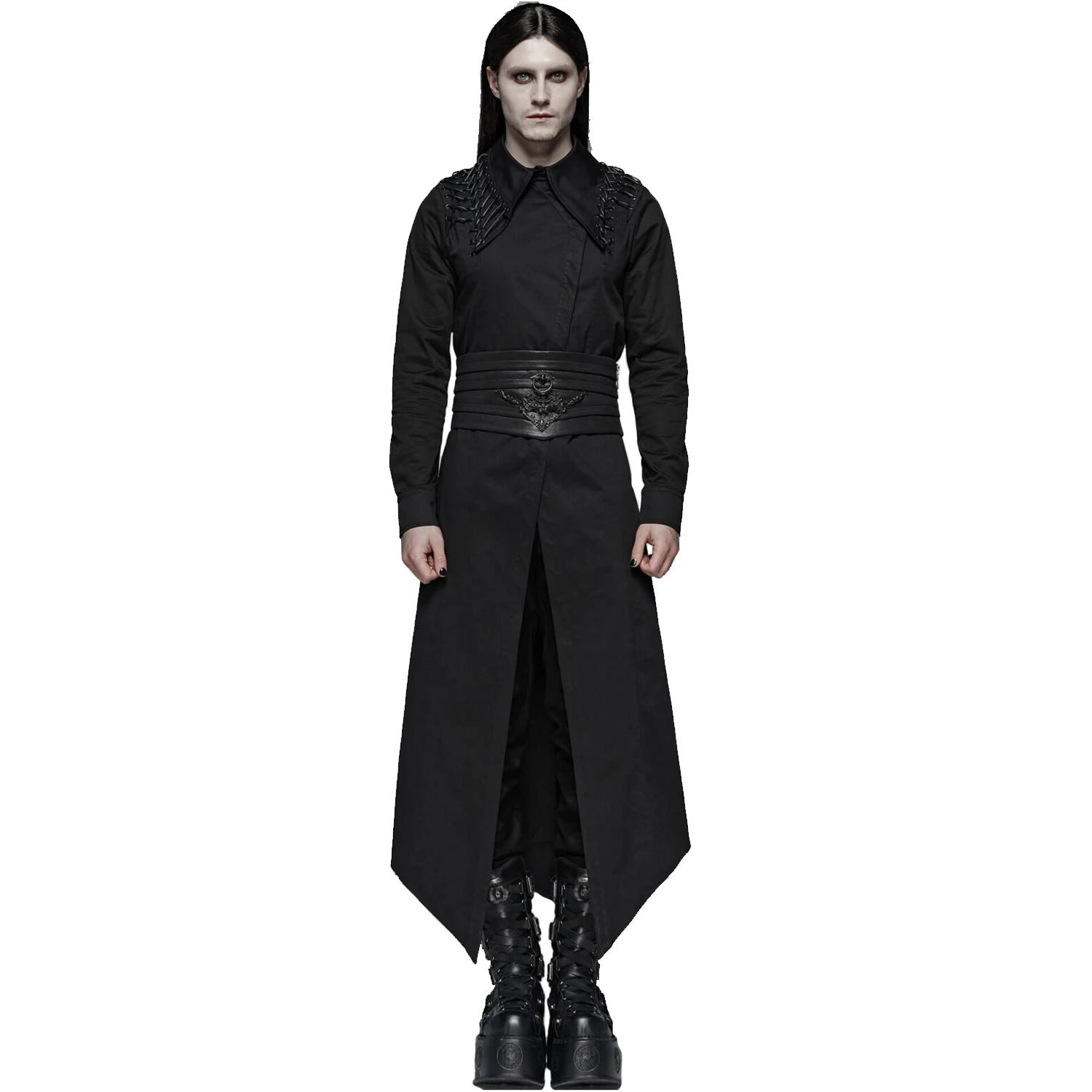 PUNK RAVE Chemise Extra Longue 'Malkavian' Noire 10 PUNK RAVE Chemise Extra Longue 'Malkavian' Noire – Image 8