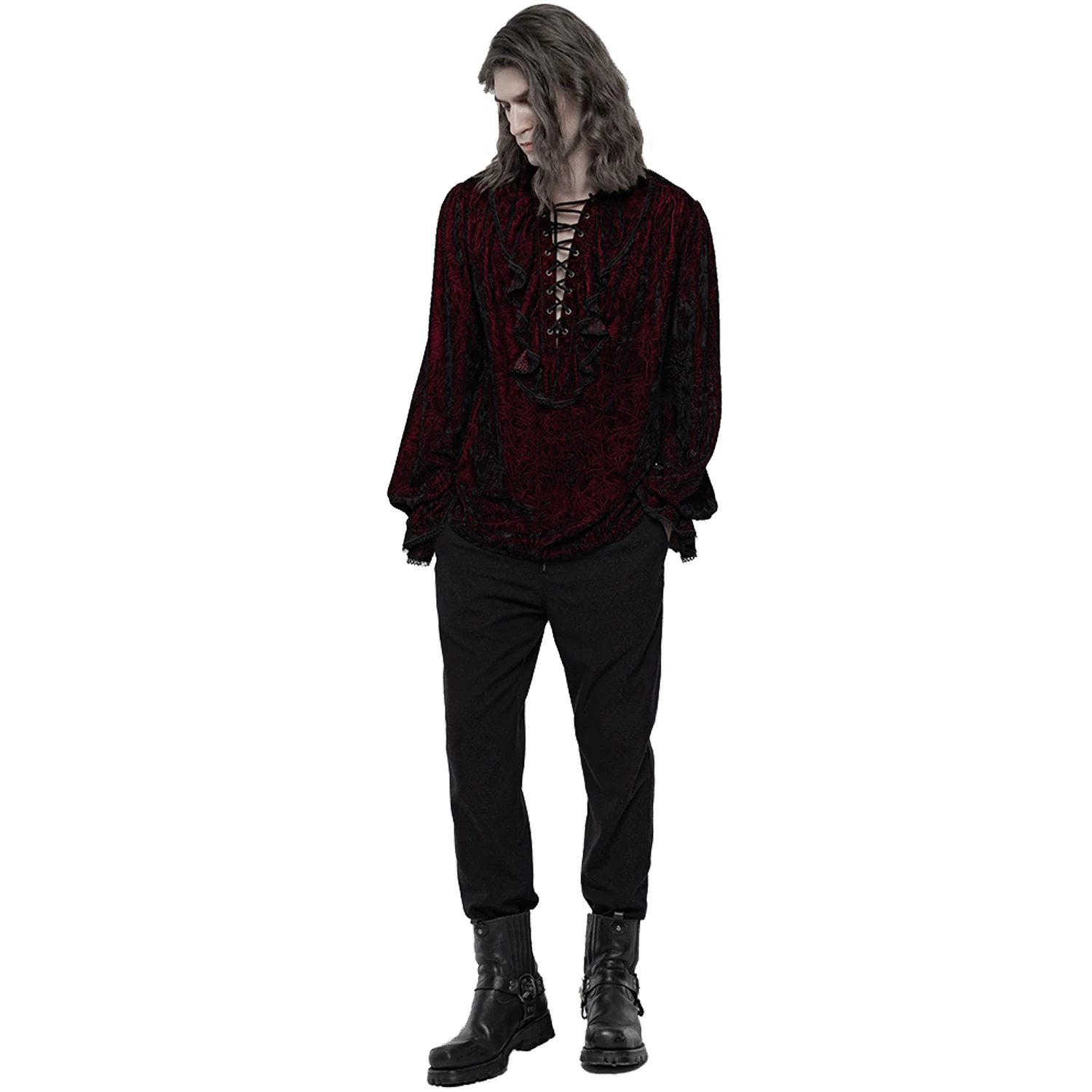 PUNK RAVE Chemise 'Hamlet' En Velours Bordeaux 7 PUNK RAVE Chemise 'Hamlet' En Velours Bordeaux – Image 5