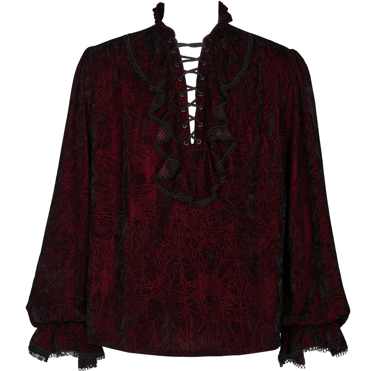 PUNK RAVE Chemise 'Hamlet' En Velours Bordeaux 3 PUNK RAVE Chemise 'Hamlet' En Velours Bordeaux