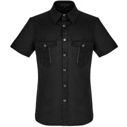 PUNK RAVE Chemise Manches Courtes 'Detroit' Noire