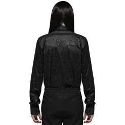 PUNK RAVE Chemise 'Nocturn' En Brocard Noire -ALCHEMY GOTHIC shop chemise nocturn en brocard noire 2