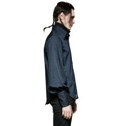 PUNK RAVE Chemise Rayée 'Edward' Bleue -ALCHEMY GOTHIC shop chemise rayee edward bleue 3