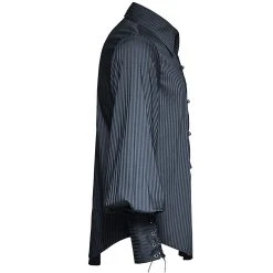 PUNK RAVE Chemise Rayée 'Edward' Bleue -ALCHEMY GOTHIC shop chemise rayee edward bleue 6