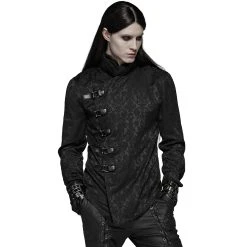 PUNK RAVE Chemise 'Sinamore' En Brocard Noire -ALCHEMY GOTHIC shop chemise sinamore en brocard noire 3