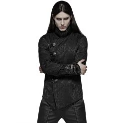 PUNK RAVE Chemise 'Sinamore' En Brocard Noire -ALCHEMY GOTHIC shop chemise sinamore en brocard noire 4