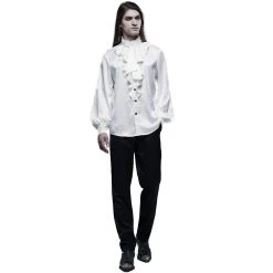 PUNK RAVE Chemise 'Valerian' En Jacquard Blanche -ALCHEMY GOTHIC shop chemise valerian en jacquard blanche 10