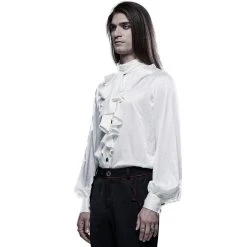 PUNK RAVE Chemise 'Valerian' En Jacquard Blanche -ALCHEMY GOTHIC shop chemise valerian en jacquard blanche 3