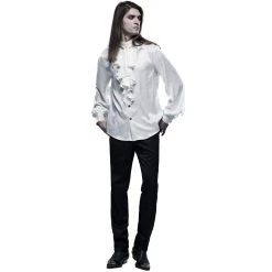 PUNK RAVE Chemise 'Valerian' En Jacquard Blanche -ALCHEMY GOTHIC shop chemise valerian en jacquard blanche 9