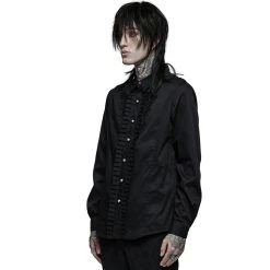 PUNK RAVE Chemise Victorienne 'Goth Applique' Noire -ALCHEMY GOTHIC shop chemise victorienne goth applique noire 3